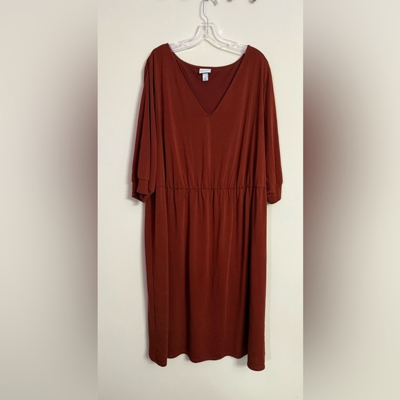 Ava & Viv Dresses & Skirts - Ava & Viv Classic Burgundy Rust V-Neck Dress 3X